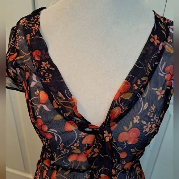 Kim Chee Blue Sheer Midi Dress    Size 4 - Picture 6 of 8